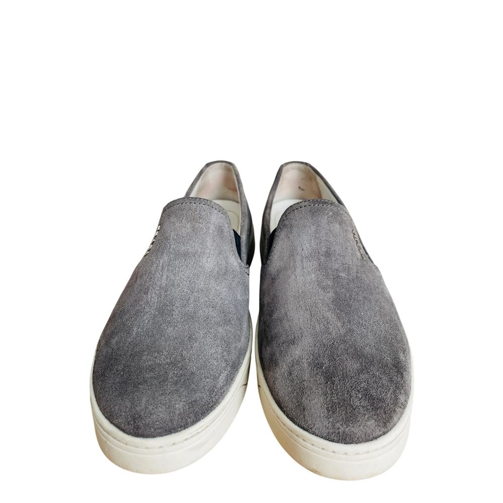 Prada Gray Suede Slip On Sneakers Womens 7 Leather Lined - Picture 8 of 15